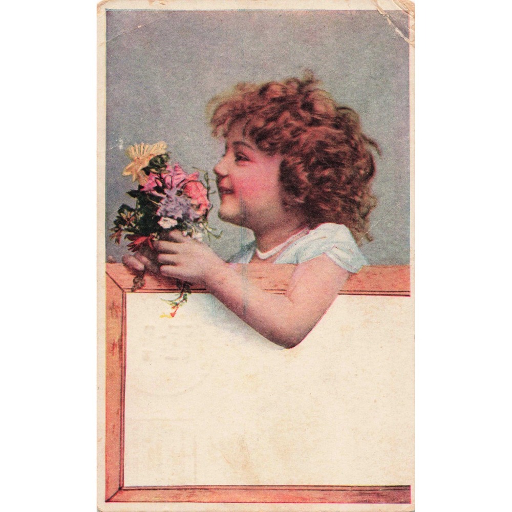 Vintage 1908 Postcard Girl with Flowers Indianapolis Star Supplement Newman IL - Picture 1 of 2